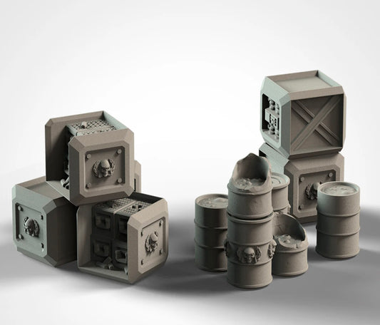 Tabletop terrain 3D printing Cubes and Barrels