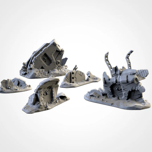 Tabletop terrain scenery 3D printing Crashed Vehicles